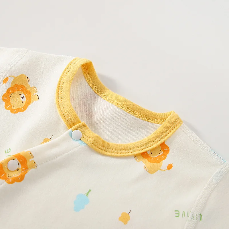 Cotton Cute Pattern Baby Cotton Baby Clothes with Slanted Buttons Newborn Clothing Baby Girl Rompers Long Sleeve Spring Autumn