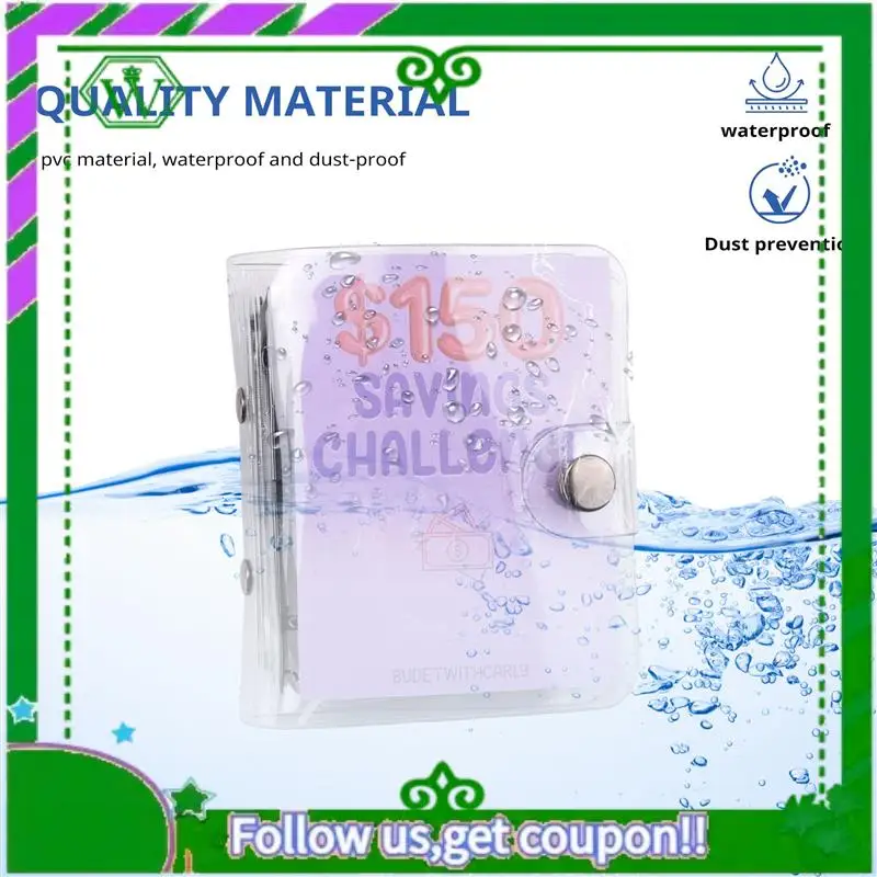 Reliable-3 Piece Mini Binder Savings Challenge As Shown PVC Cash Envelope Wallet Budget Binder Notebook Budget