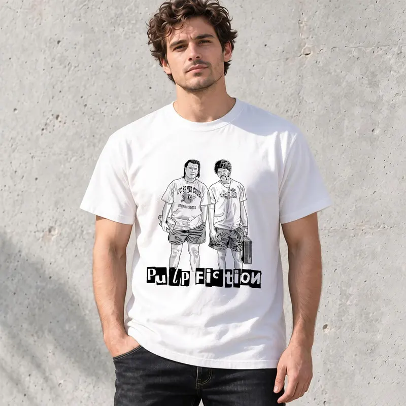 Pulp Fiction Movie Graphic T Shirt, Vintage 90s Retro Film Print Tee, Quentin Tarantino Classic Cinema Unisex Short Sleeve Shirt