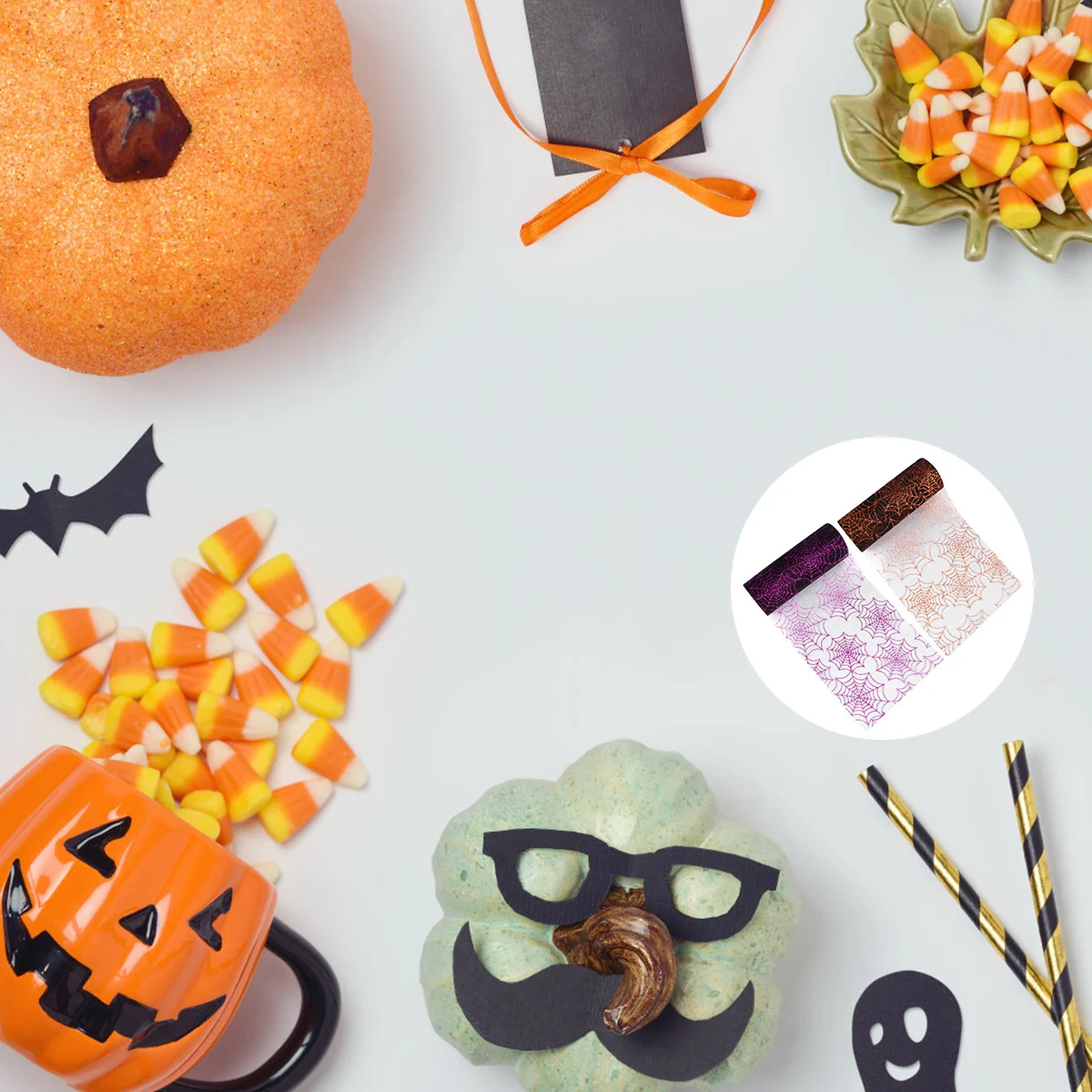 

2 Rolls Spider Web Tulle Fabric Halloween Decorative Gauze Diy Tulle Craft Ribbon Mesh Tablecloth Gift Wrapping Material Durable