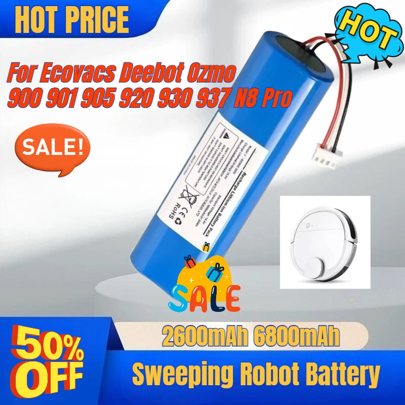 

14.4V Li-ion Replacement Battery for Ecovacs Deebot Ozmo 900 901 905 920 937 930 N8 Pro Robot Vacuum Cleaner Battery