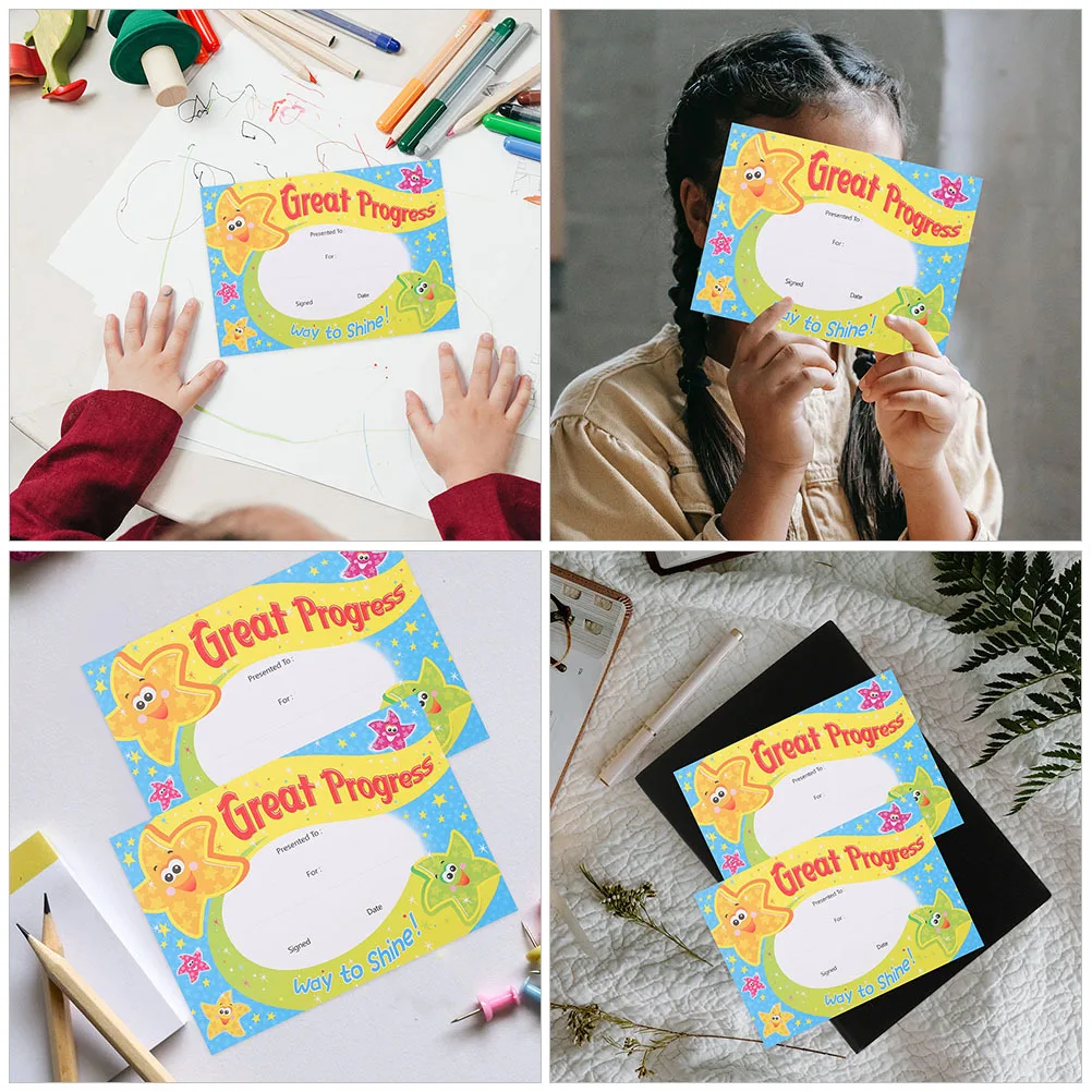 

200 Sheets Adorable Encourage Award Certificates for A6 Size English Edition Certificate of Completion Student Achievement