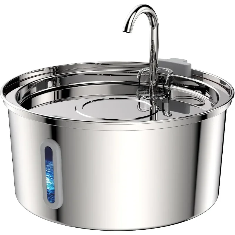 

Cat Water Fountain,Stainless Steel Cat Fountain 3.2L/108oz Automatic Pet Fountain with Water Levels Window,Ultra-Quiet