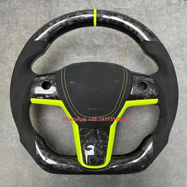 

Upgrade D-Type Steering Wheel for Tesla Model 3/Y Modified Suede Edamame Carbon Fiber Car Steering Wheel