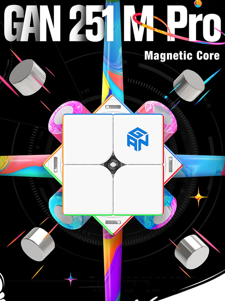 GAN 251 M Magnetic Speedcube gan251m air leap 2x2 explorer Speed Cube Profesjonalna magiczna kostka Puzzle Zabawki dla dzieci