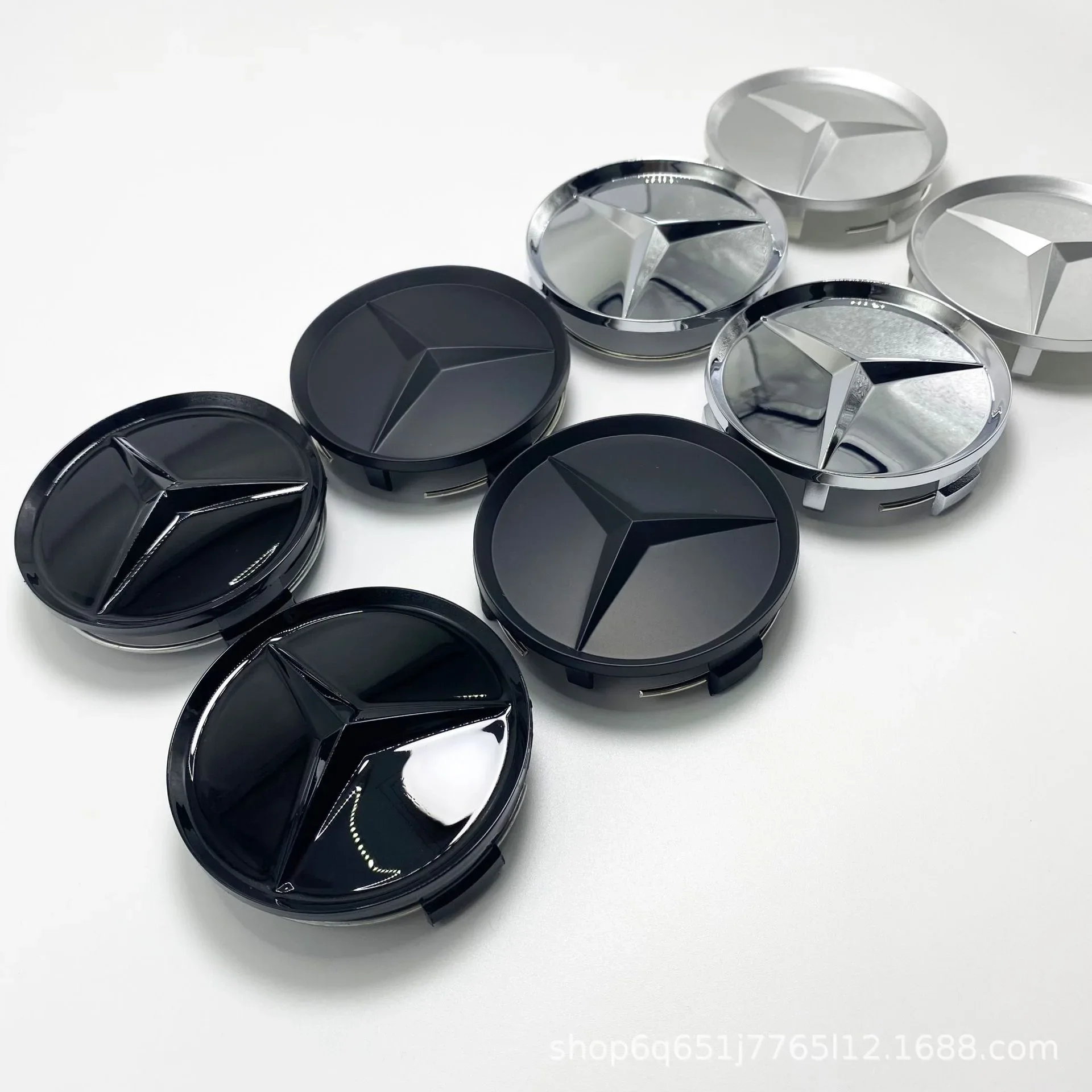 

4 pcs 75MM Integrated Black or Silver Star Logo For Mercedes Benz CLS CLA GLA Class Wheel Rims Center Hub Caps Auto Accessories