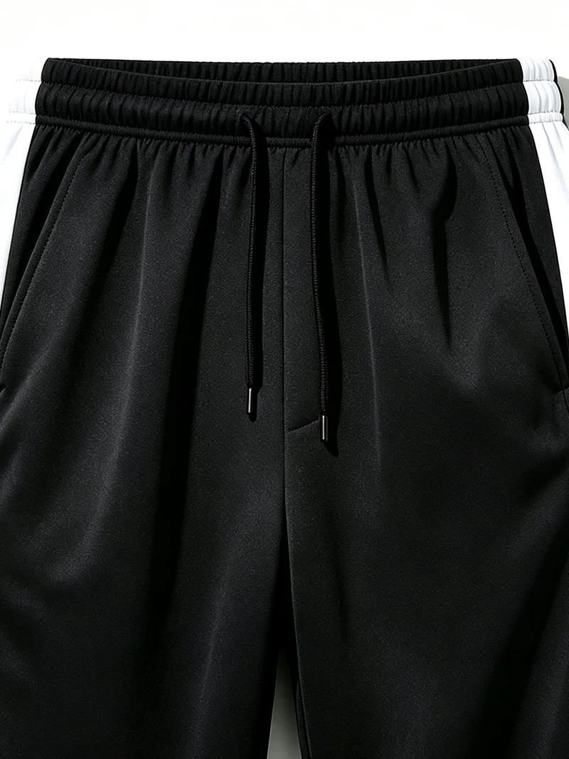 Herren-Freizeithose für Frühling/Herbst, gerader Schnitt, Seitenstreifen, elastischer Bund mit Kordelzug, Reißverschluss am Knöchel, normale Passform, für den täglichen Sport- und Freizeitgebrauch – Detail 8