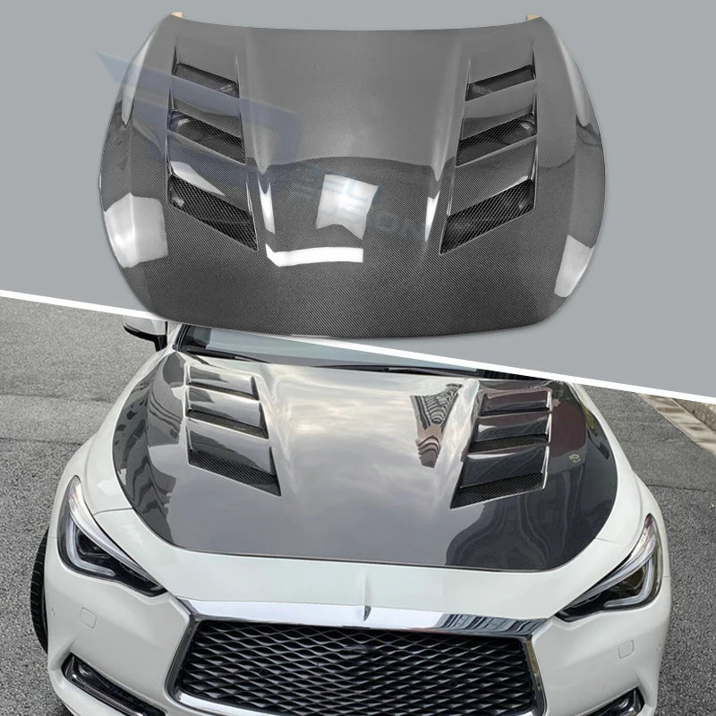 

For Infiniti Q60 CV37 2017+ AM Type Hood Real Carbon Fiber Car Front Bonnet Exterior Modification Accessory