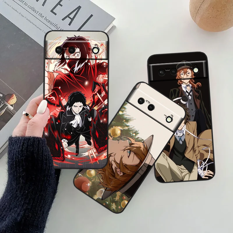 Bungo Stray Dogs Cool Anime For Google Pixel 8 7A 7 6A 6 5A 5 4 4A XL 5G Black Silicon Shockproof Shell Back Phone Case