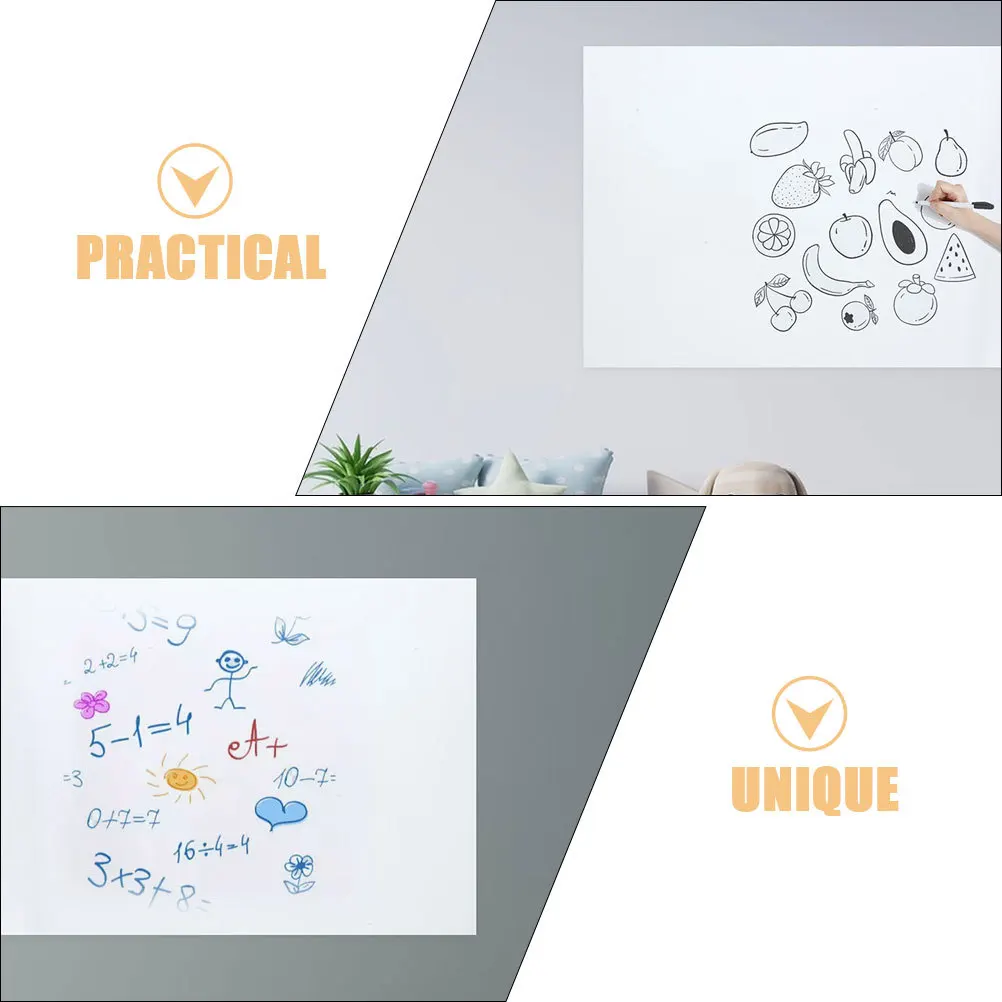 1Set Dry Erase Sheet Static Whiteboard Sticker Multi-Function White Board for Classroom Home Office Drawing Writing