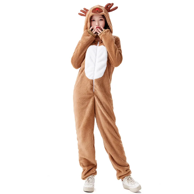 Costumes d'Halloween Père Noël Cosplay Renne de Noël Animaux Costumes de vacances pour hommes et femmes adultes Pyjamas une pièce