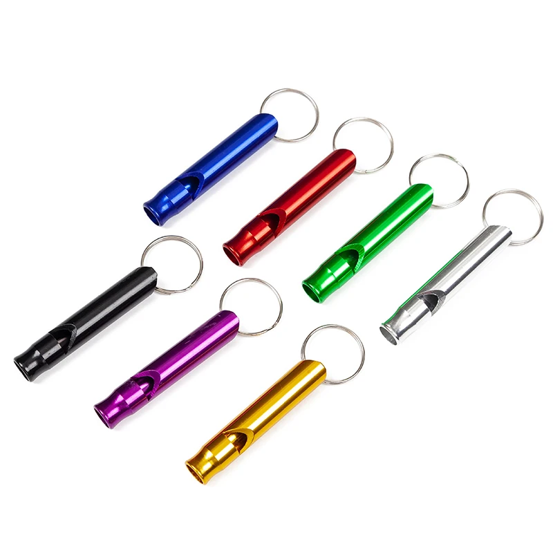 

Алюминиевый свисток-брелок, металлический свисток для выживания, для тренировок на открытом воздухе, для дрессировки собак, разноцветный, с высокочастотным звуком
