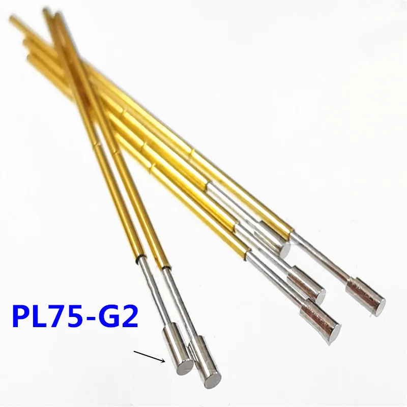 100PCS/Pack Spring Test Pin PL75-G2 Flat Head Outer Diameter 1.02mm Length 33.35mm For ICT Testing
