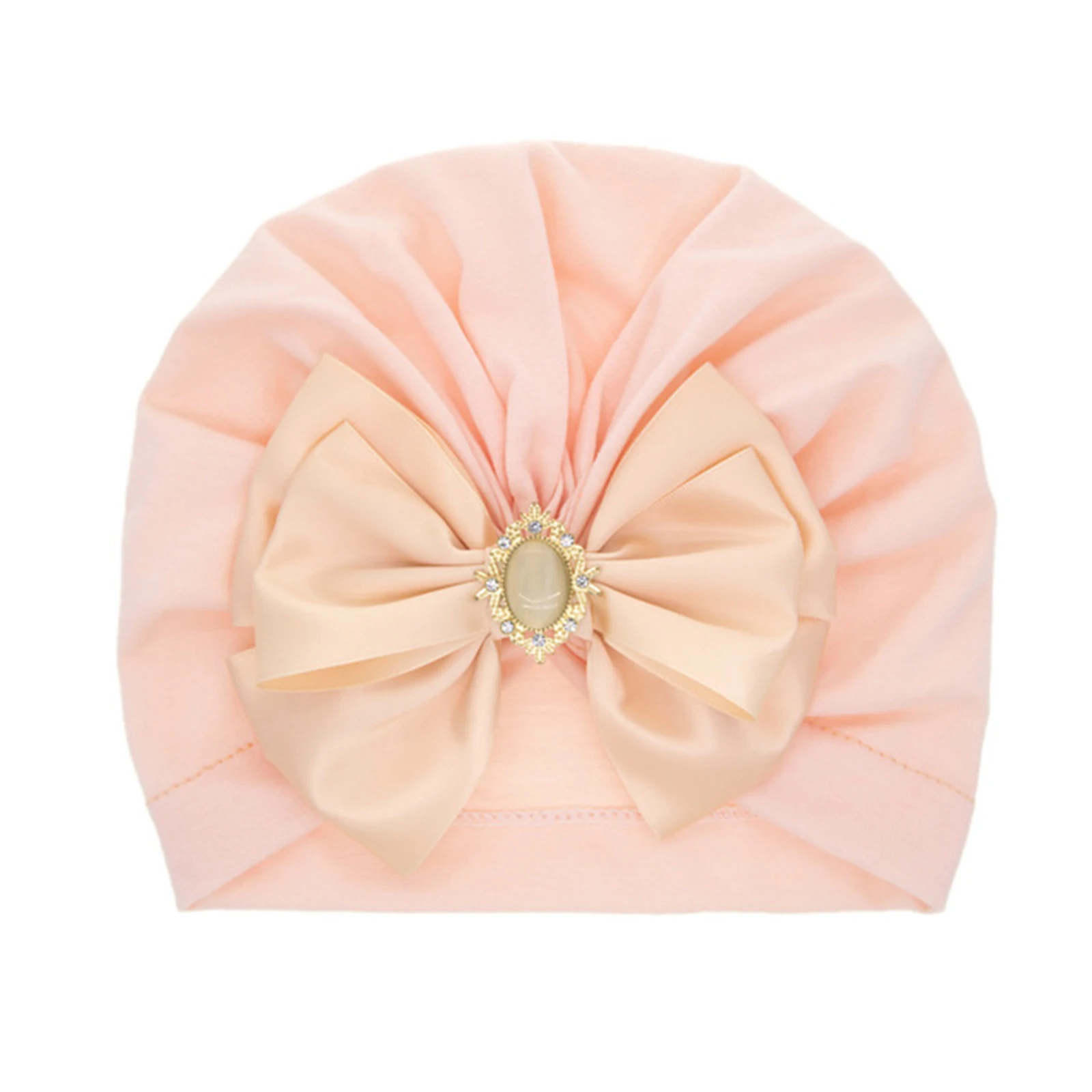 Baby Girls Turban Cap Shiny Crystal Beanie Hat Stretchy Bonnet Headwraps with Bow Knot