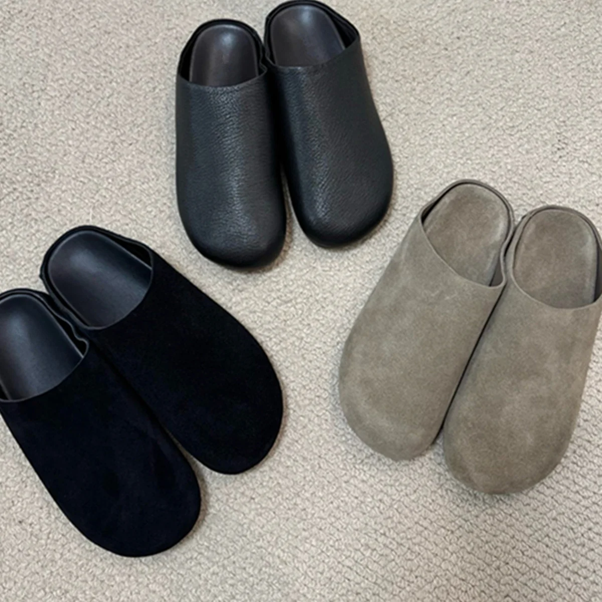 

Jenny&Dave 2026Fashion Autumn And Winter Women's Mules Shoes French Lazy Retro Round Toe Flats Slippers Minimalist Women's Shoes