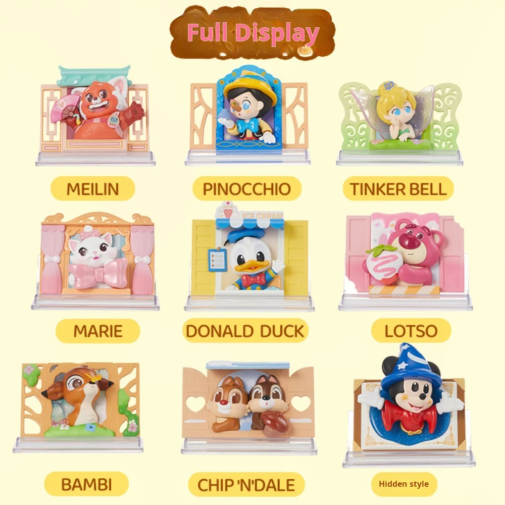 MINISO Disney Stamp Window Side Story Series تماثيل صندوق أعمى، ألعاب عصرية، هدايا عيد ميلاد مناسبة للبنين والبنات