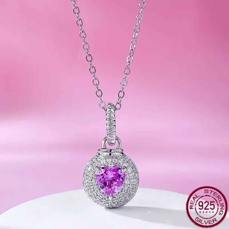 

New S925 Silver Heart shaped Rupee Heart shaped Pink Pendant Hot Selling Wedding Jewelry