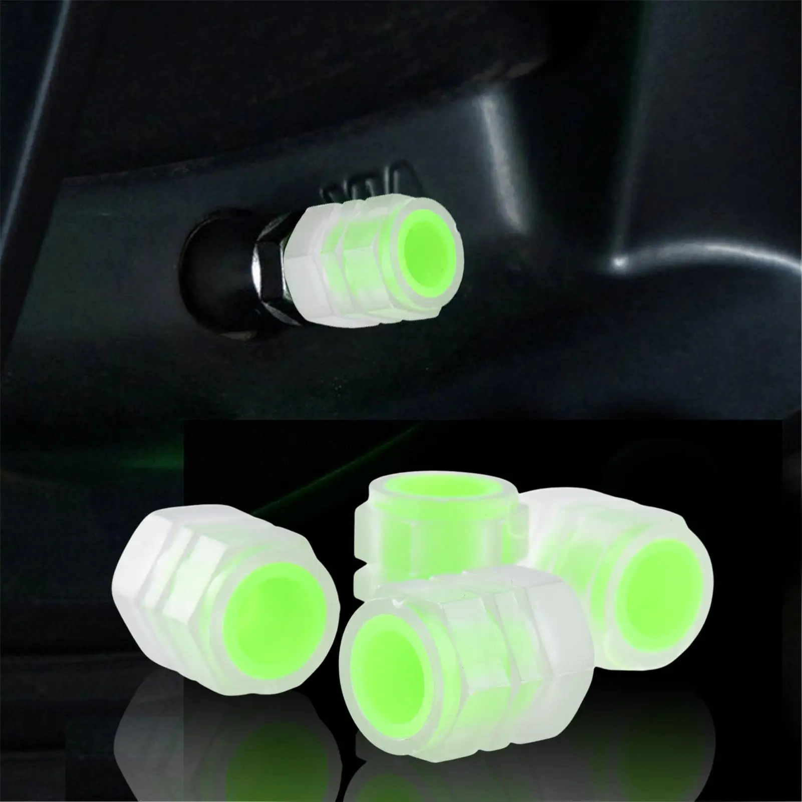 

4pcs/set Luminous Stem Caps Fluorescent Tire Caps Glowing Tire Valve Stem Caps Car Decoration Car Wheel Dust Proof Air Cap