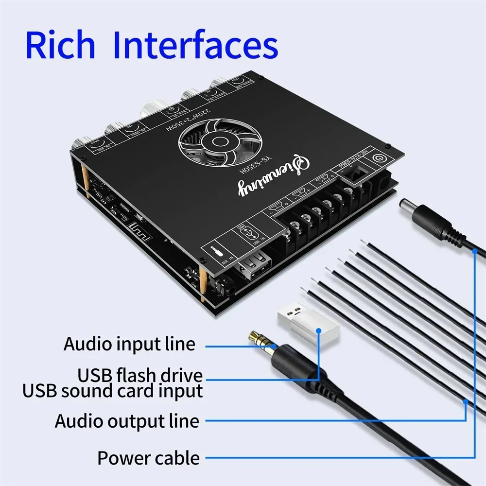 YS-S350H 2.1 Channel Bluetooth Amplifier Board TPA3255 220Wx2+350WHigh-Power Subwoofer Super 7498E Audio Amplifier Board