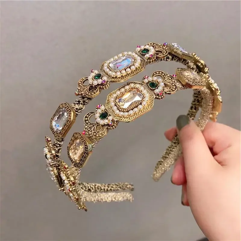 Baroque Fashion Hairband Crystal Stone Hair Hoop Headbands Designer Hairband Girls Hair Accessories for Women