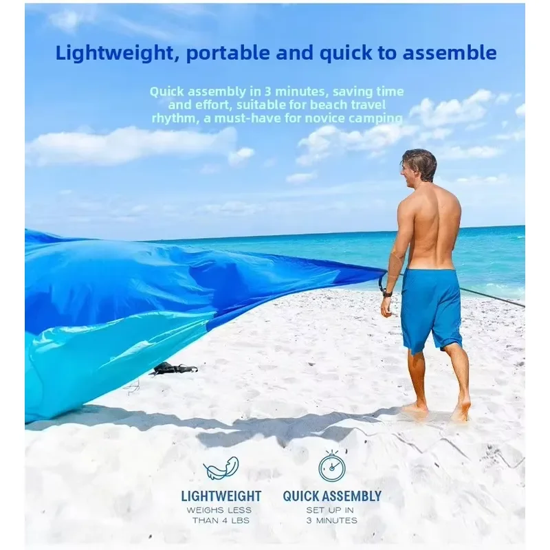Hot Selling Lightweight Portable Beach Tent Quick Build Waterproof Windproof Sunshade Anti-UV Camping Awning