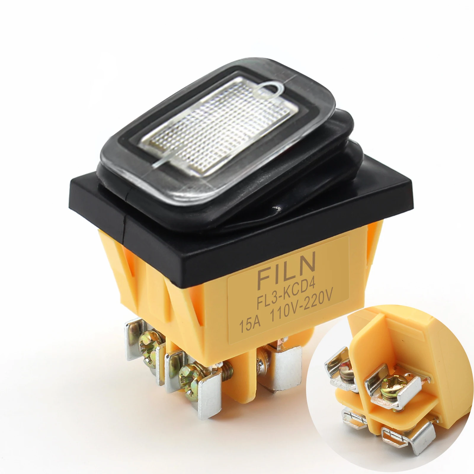 Ein/Aus 30A/250V Hochleistungs-4-Pin-DPST IP67 Versiegelter Wasserdichter T85 Auto- und Boot-Kippschalter mit LED 12V 220V 30x22