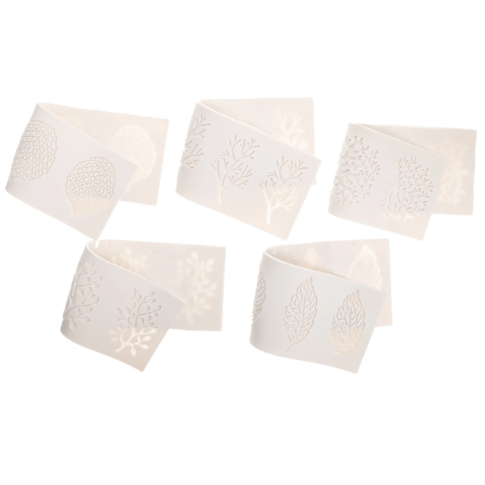 

5 Pcs Silicone Cake Molds Leaf Shape Lace Fondant Mold for Baking Decorations Easy Demoulding Reusable Kitchen Helper