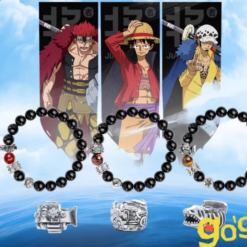 

Цельный браслет Луффи-капитан с тремя обсидинами на шнурке для мальчиков и девочек, пара, аниме, подарок на день Святого Валентина