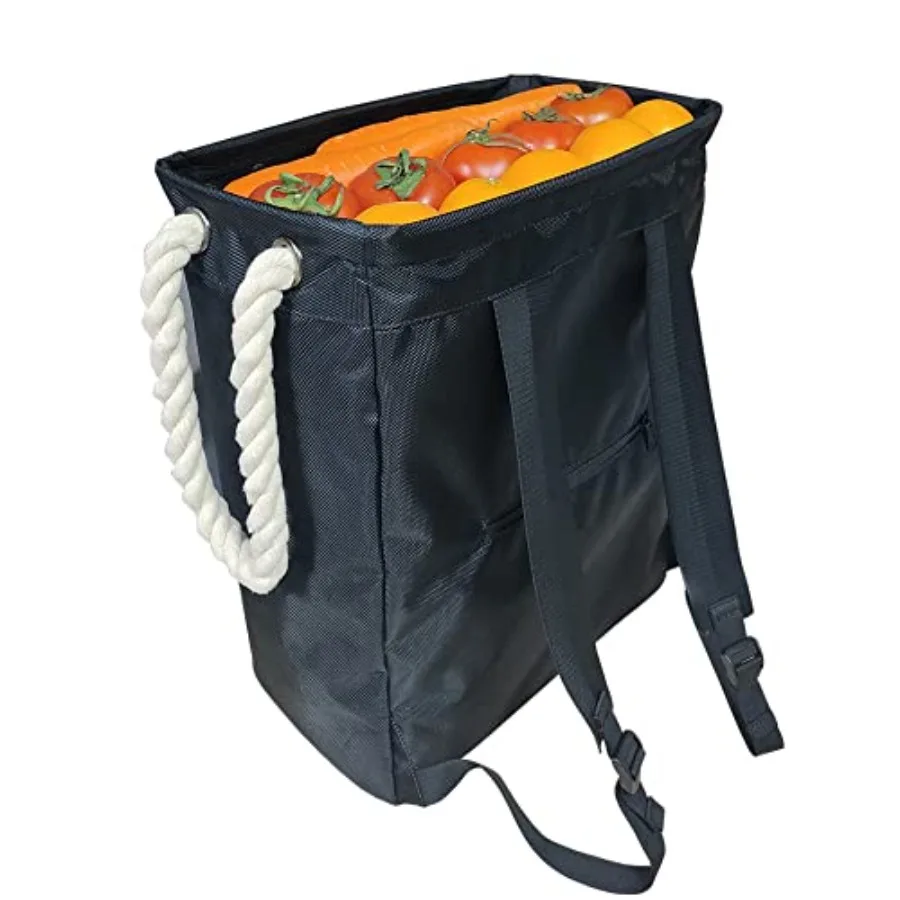 

Free Your Hands Reusable Grocery Backpack Bag Comes with Shoulder Straps and Reinforced Bottom, Which is Collapsible, Durable a