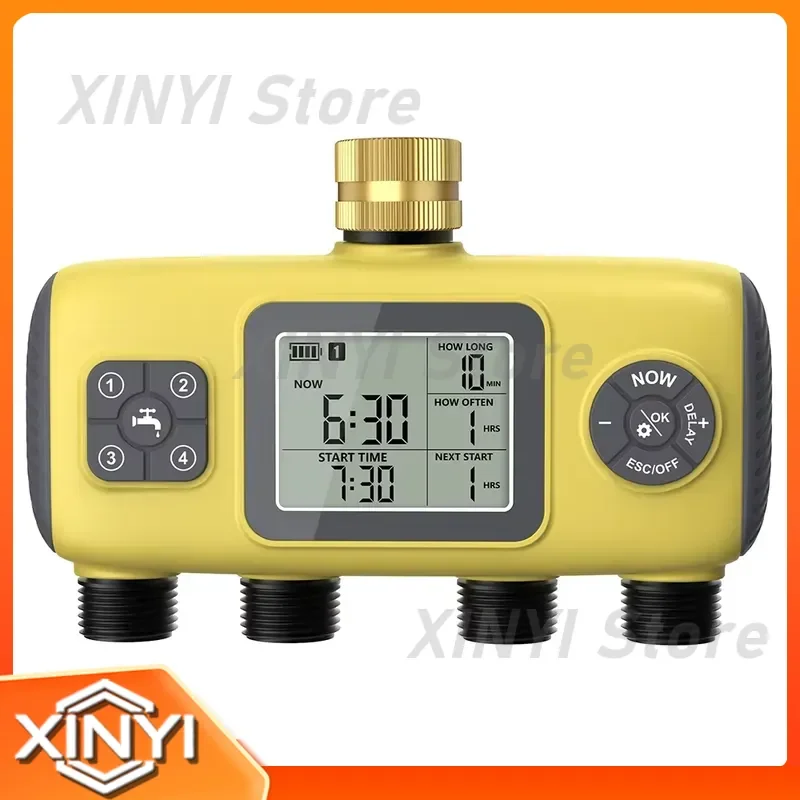 Digital Water Timer for Garden Irrigation Automatic Watering Controller Timed Watering Device 4 Outlets Smart Timer for
