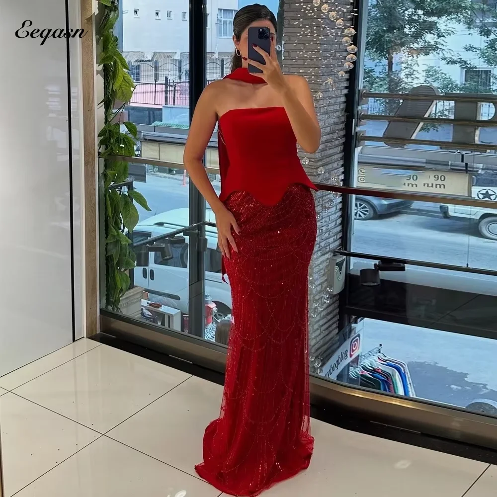 

Luxury Mermaid Evening Dresses Strapless Wedding Party Dress Long Bespoke Occasion Prom Gowns Vestidos De Fiesta Customized