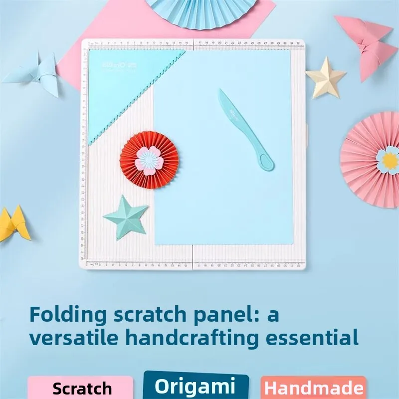 DIY Scoring Board and Creasing Tool with 45 Degree Triangle Plate and Scoring Knife for Paper Craft Folding Card Making and