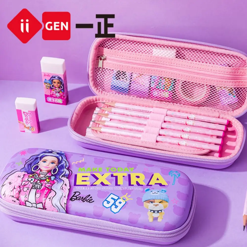 Iigen Pencil Case Kawaii Barbie Doll Multifunction Cute EVA Pen Box Pencil Bag School Office Supplies Stationery