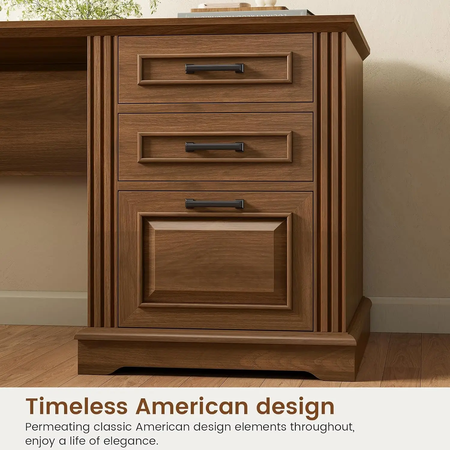 L Shaped Executive Desk with File Drawer Power Outlet Storage Cabinet Computer Corner Workstation Home Office, Customized