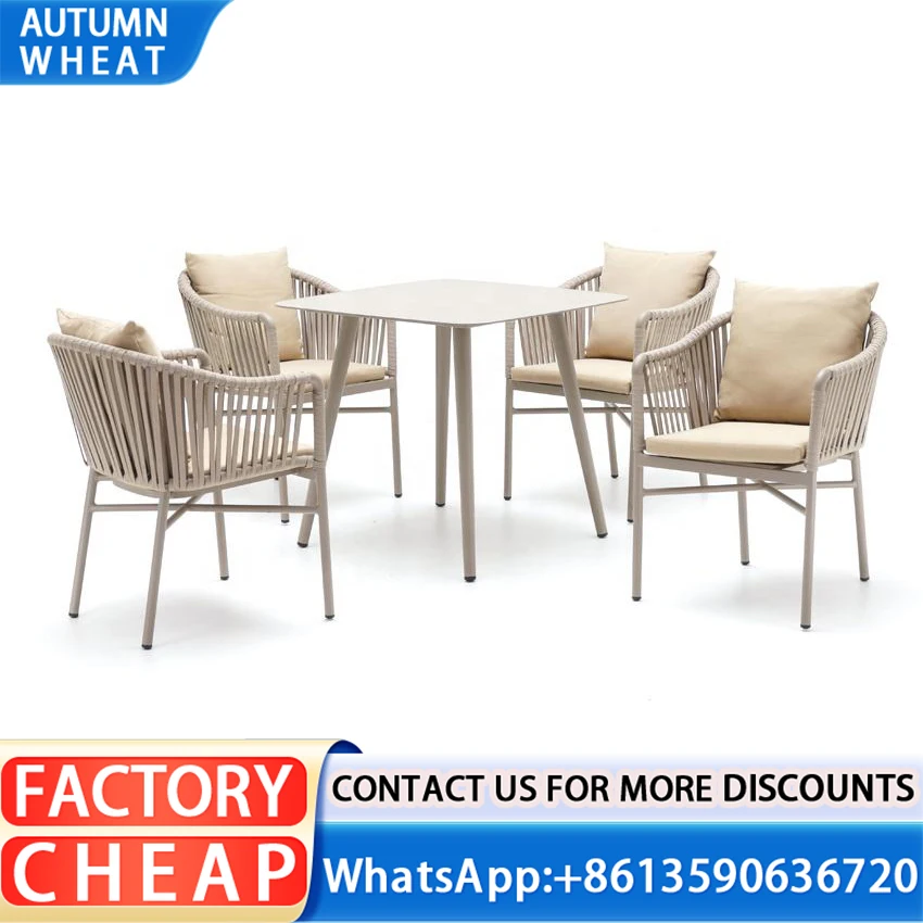 Chair rattan lounge chair rattan chair with sunproof cushion and woven rope for garden and living outdoor use