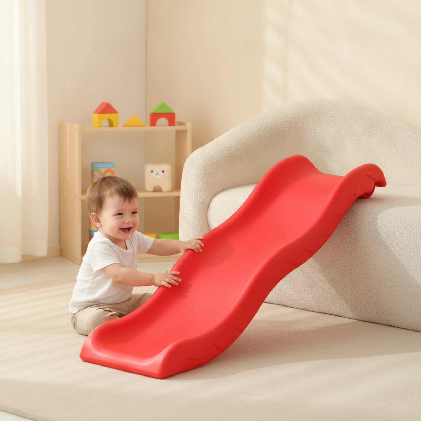 Child-Sized Indoor Slide Safe HDPE Toddler Slide Playset Sturdy Non for Toddlers, Bedroom, Playroom