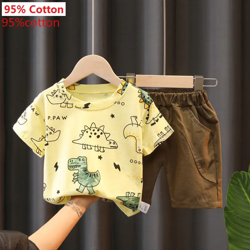 

New Summer Baby Clothes Suit Children Boys Casual dinosaur T-Shirt Shorts 2Pcs/Set Infant Outfits Toddler Costume Kid Tracksuits