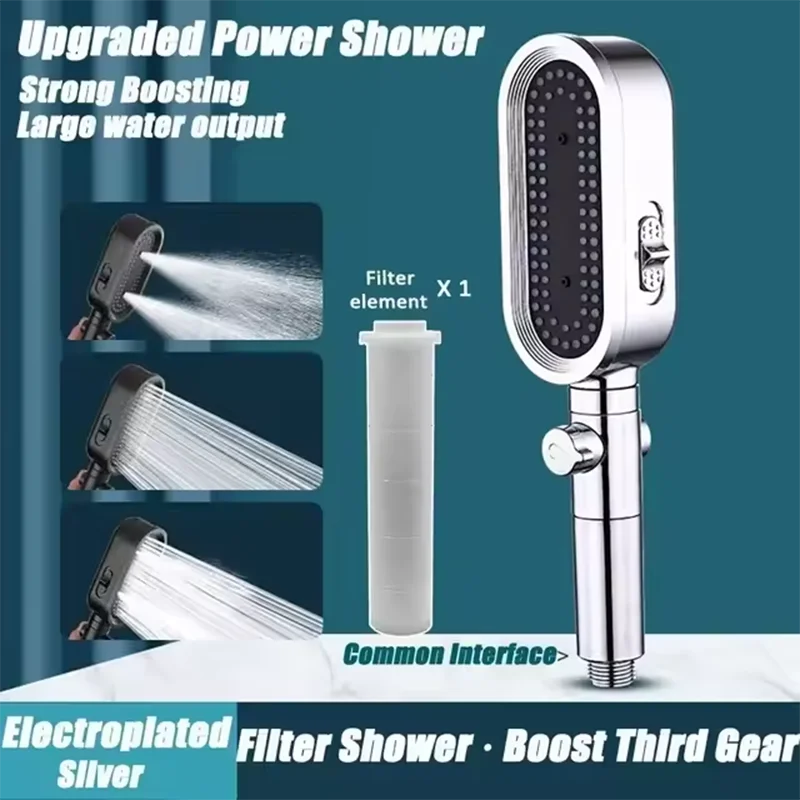 

New Three-speed Widened Booster Shower Nozzle Filter Hand Spray Shower Home Bathroom Shower Head Set