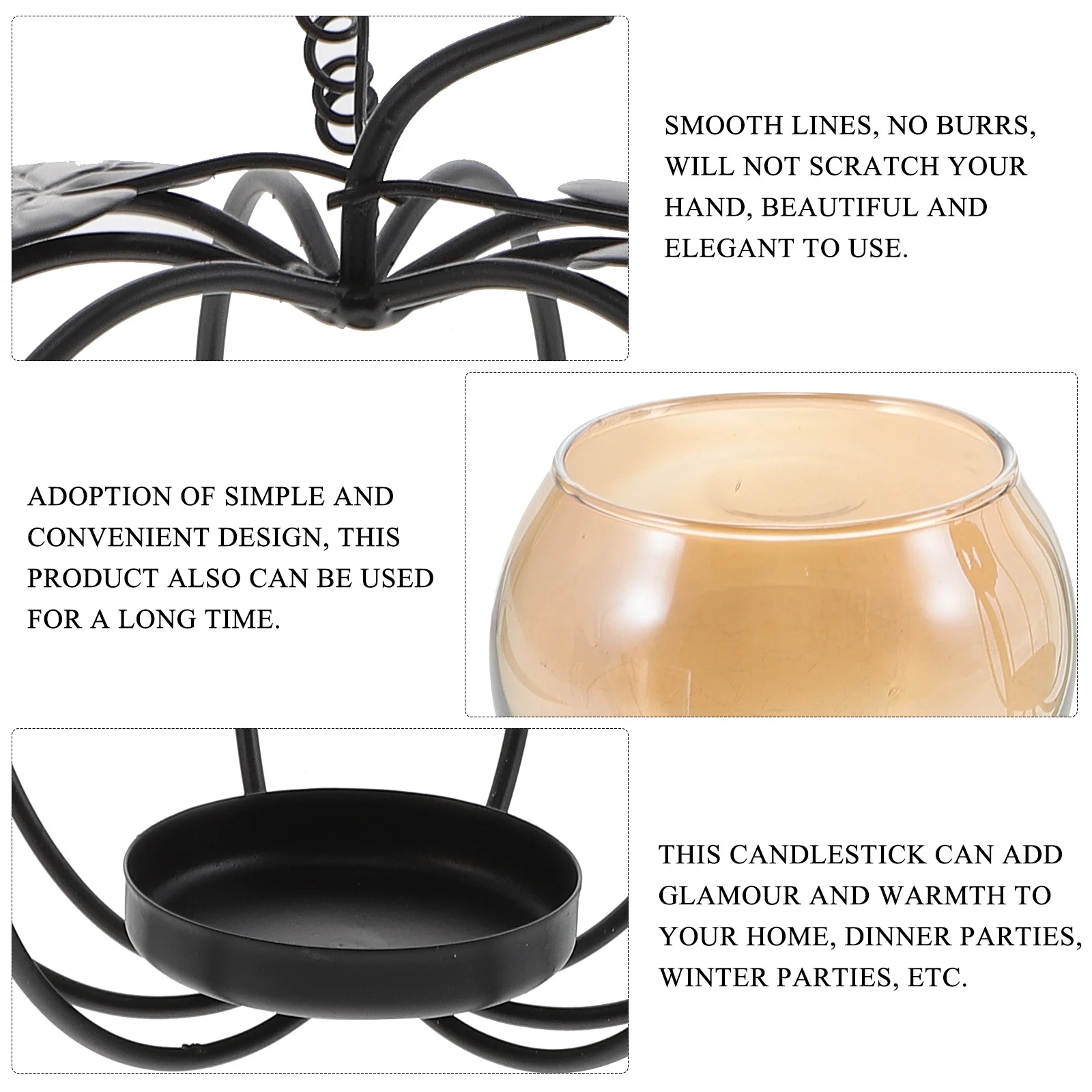 2Pcs Iron Holder Elegant Pumpkin Design Autumn Holiday Tabletop Decoration for Dinner Parties Iron Holders