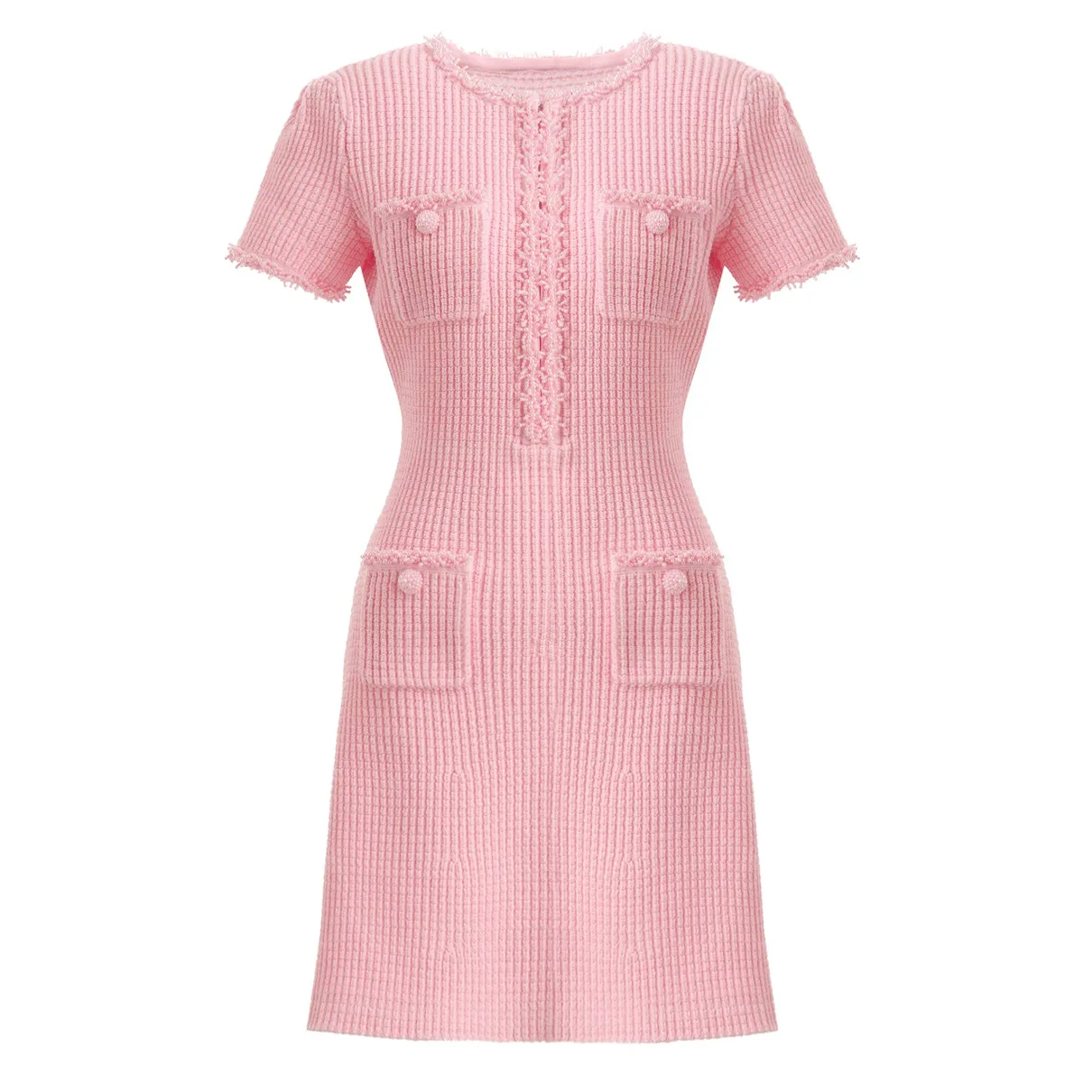 High quality 2025 European and American summer new fashion quality knitted nail bead slimming A-line women's dress - Image 2