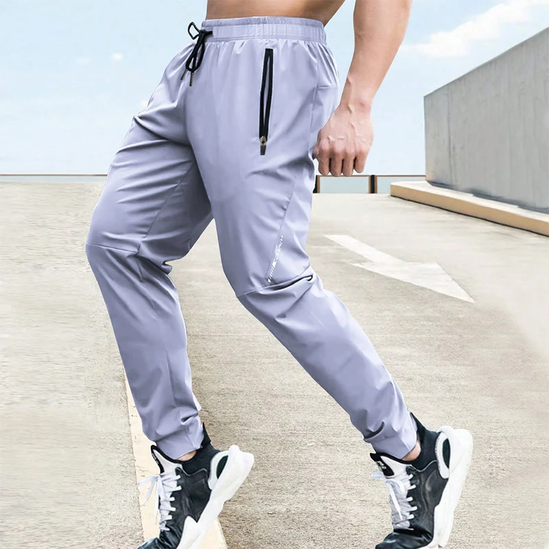 Summer Men\'s Stretch Sweatpants Elastic Waist Jogger Men\'s Pants Outdoor Training Fitness Breathable Pants Men\'s Casual Pants