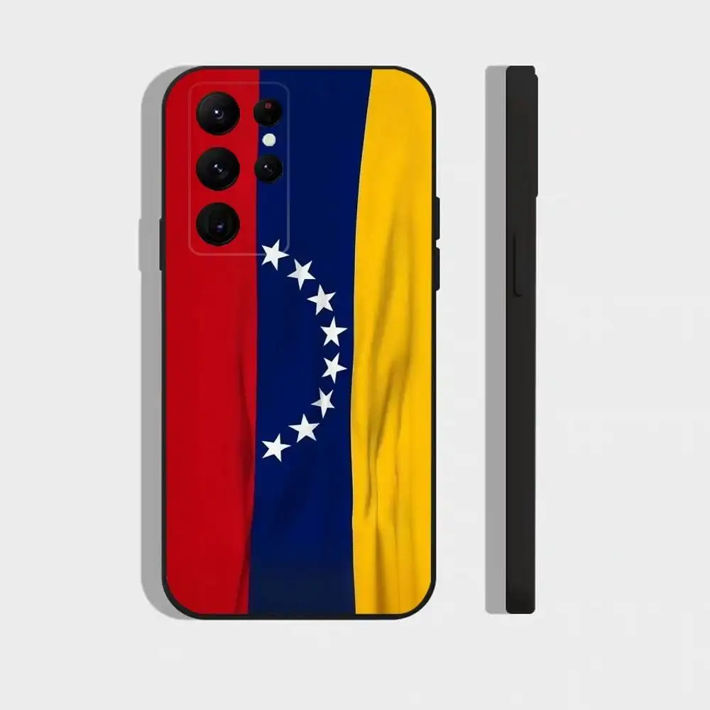 V-Venezuela Passport Flag Logo Collage Phone Case For Samsung S25,24,23,22,30,21,10,9,Ultra,Plus,FE 5G Black Soft Case