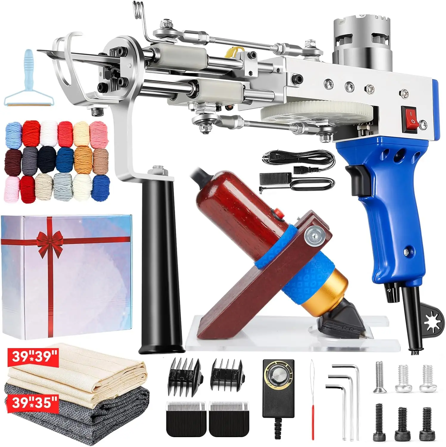 

Rug Tufting Gun with Carpet Trimmer Kit 2 in 1 Cut & Loop Pile Carpet Gun and Carpet Carving Clippers Rug Maker Machine Kit