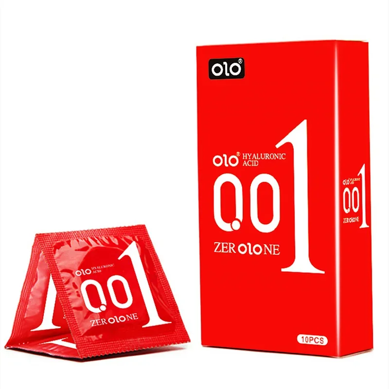 OLO 10pcs Hyaluronic Acid Condom 001 Ultra thin Large Particle Condom Adult Sexual Products Full Oil Smooth sex toys Condones