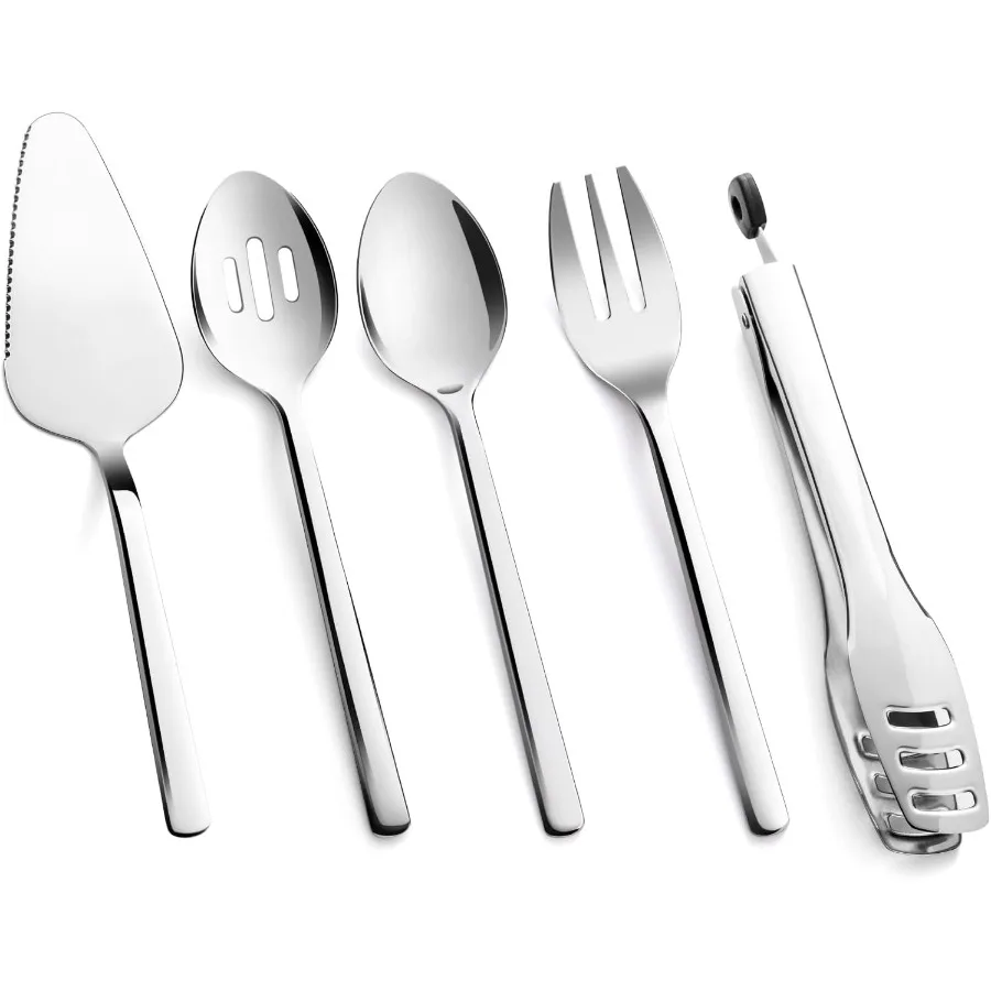 

Large Hostess Serving Utensils Set,18/10 Stainless Steel Heavy Duty 10inch Serving Spoons,Slotted Spoons,Serving Fork,Serving To