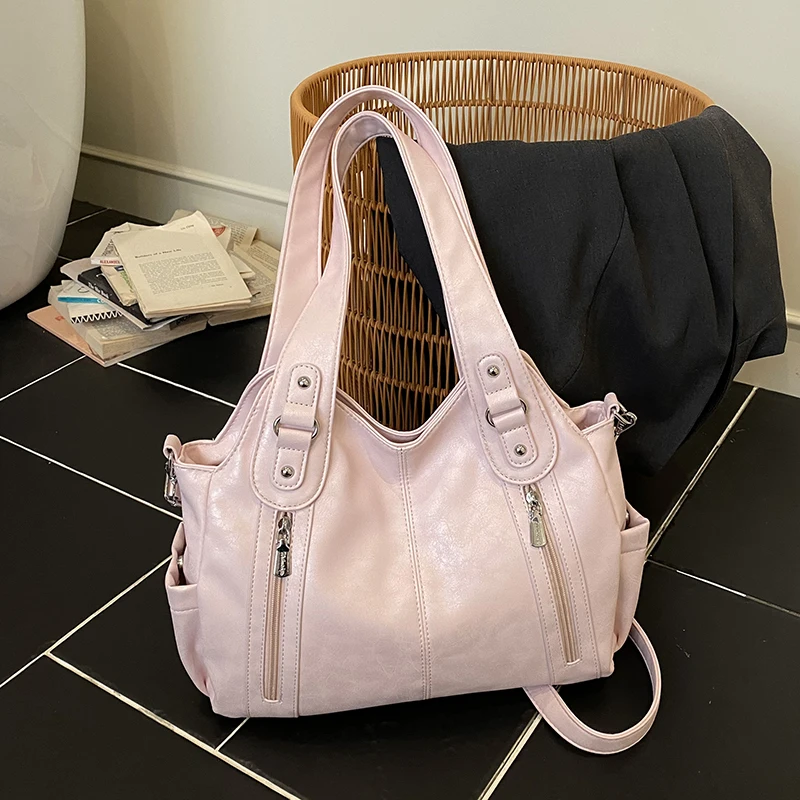 

Женская глянцевая сумка-тоут из искусственной кожи с несколькими карманами на молнии, регулируемым ремнем, универсальная, для повседневного использования, офиса, на плечо, 2026