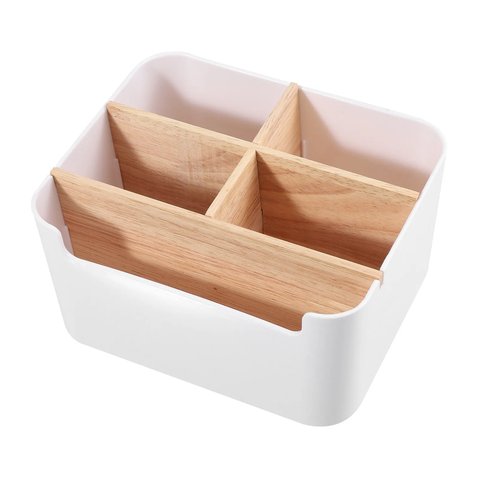 Plastic Wooden Compartment Desk Holder Organizer Desktop Storage Multipurpose Home Supplies Remote Phone Cosmetics