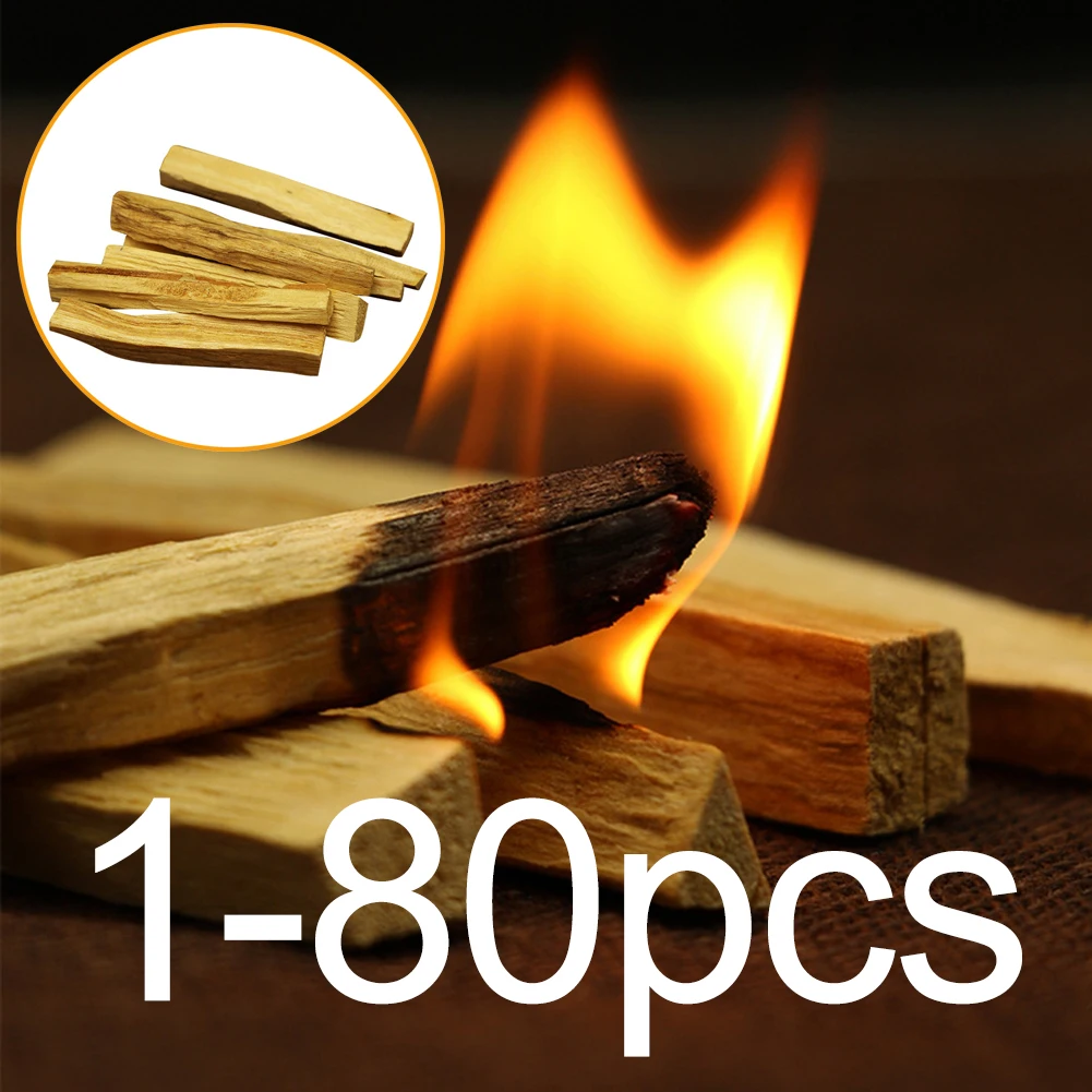 1-80pcs Palo Santo Natural Incense Sticks Wooden Smudging Stick Aromatherapy Burn Wooden Sticks No Smell Wooden Sticks