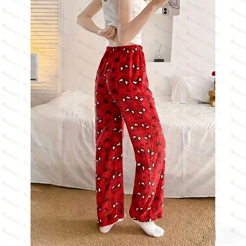 Herbst Winter Schlafhose Y2k Casual Batman Damen Nachtwäsche Modische Flanell Schlafhose Spider-Man kann draußen getragen werden