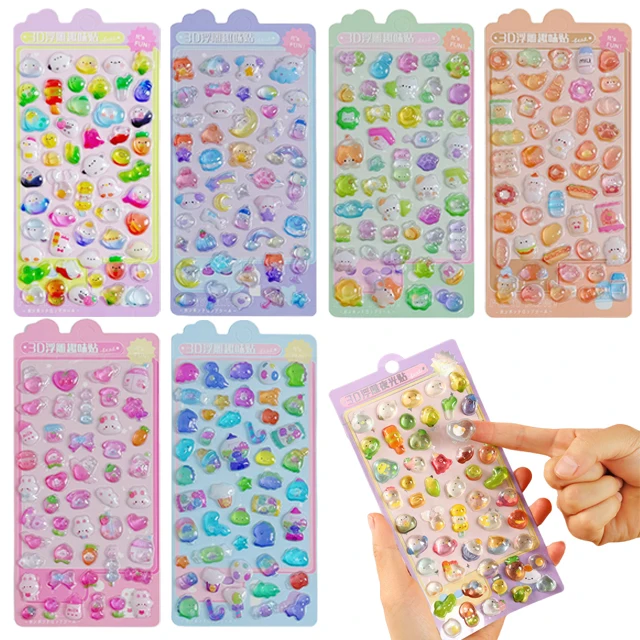 

1~6pcs Children Stickers Cartoon 3D Relief Drop Stickers Cute Animals Candy Ghost Stationery Sticker School Office Supplies TMZ